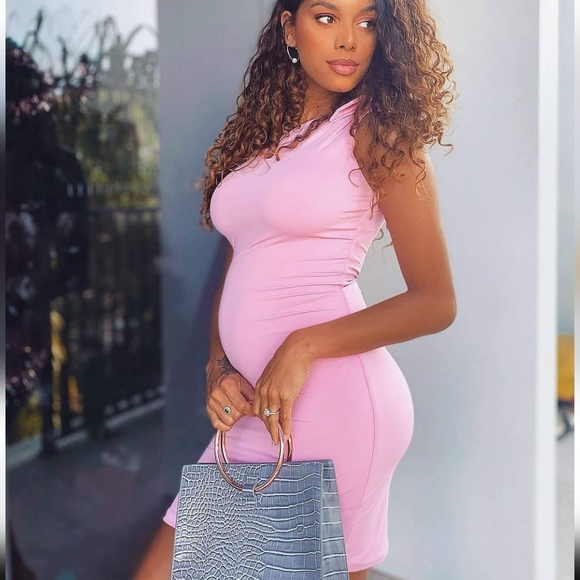 Meshki Dresses & Skirts - Meshki Pink Knotted One Strap Mini Dress